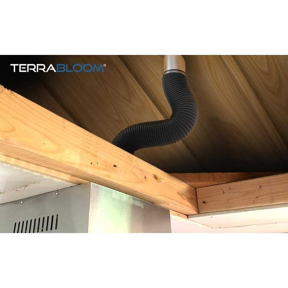 TerraBloom 10 Air Duct 8 FT Long Black Flexible Ducting with 2 Clamps - Cheap Fitting