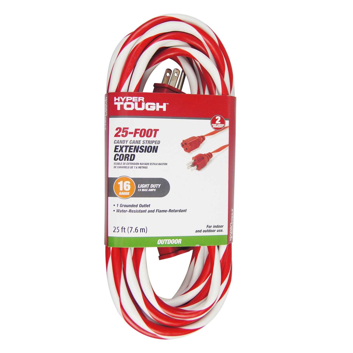 Hyper Tough 1-Outlet 25ft Candy Cane Extension Cord - Cheap Fitting