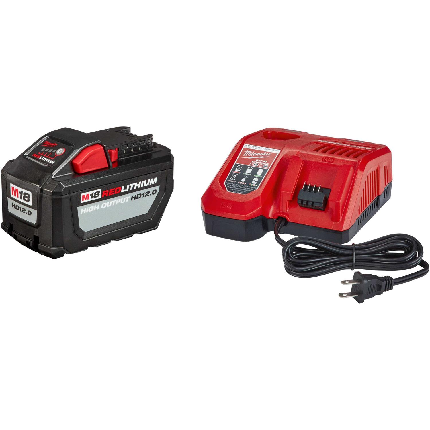 Milwaukee M18 REDLITHIUM High Output 12.0Ah Battery & Charger Kit 48-59-1200 - Cheap Fitting
