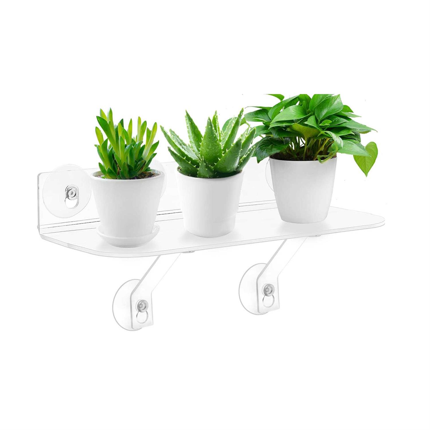 Generic 15 Inch Suction Cup Shelf for Plants Window 6IN Extra Wide with Load-Bearing Brackets Window Shelf for Plants - Cheap Fitting