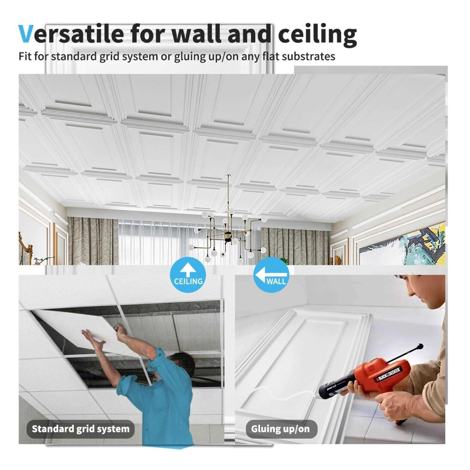 Art3d Drop Ceiling Tiles,PVC Ceiling Tile,2×4 ft - Cheap Fitting