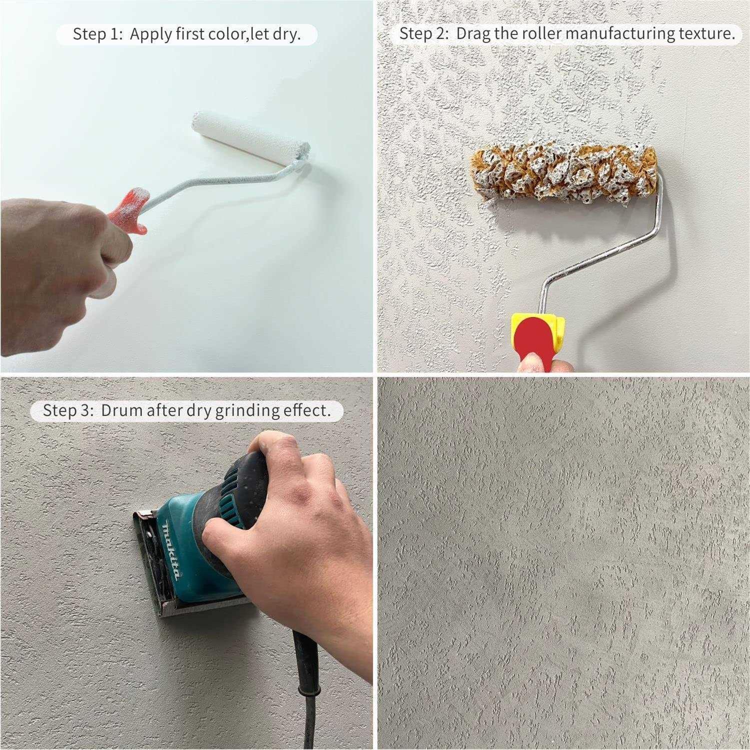 Hanroy Sponge Paint Roller Small Texture Painting Decorators Brush Tool, Fast and Easy Pattern Art Sponge Roller for Home - Cheap Fitting