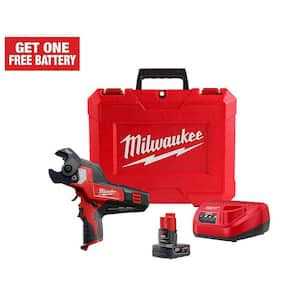 Milwaukee M12 12-Volt Lithium-Ion Cordless PVC Shear Kit with One 1.5 Ah Battery, Charger and Case w/M12 3/8 in. Right Angle Drill - Cheap Fitting