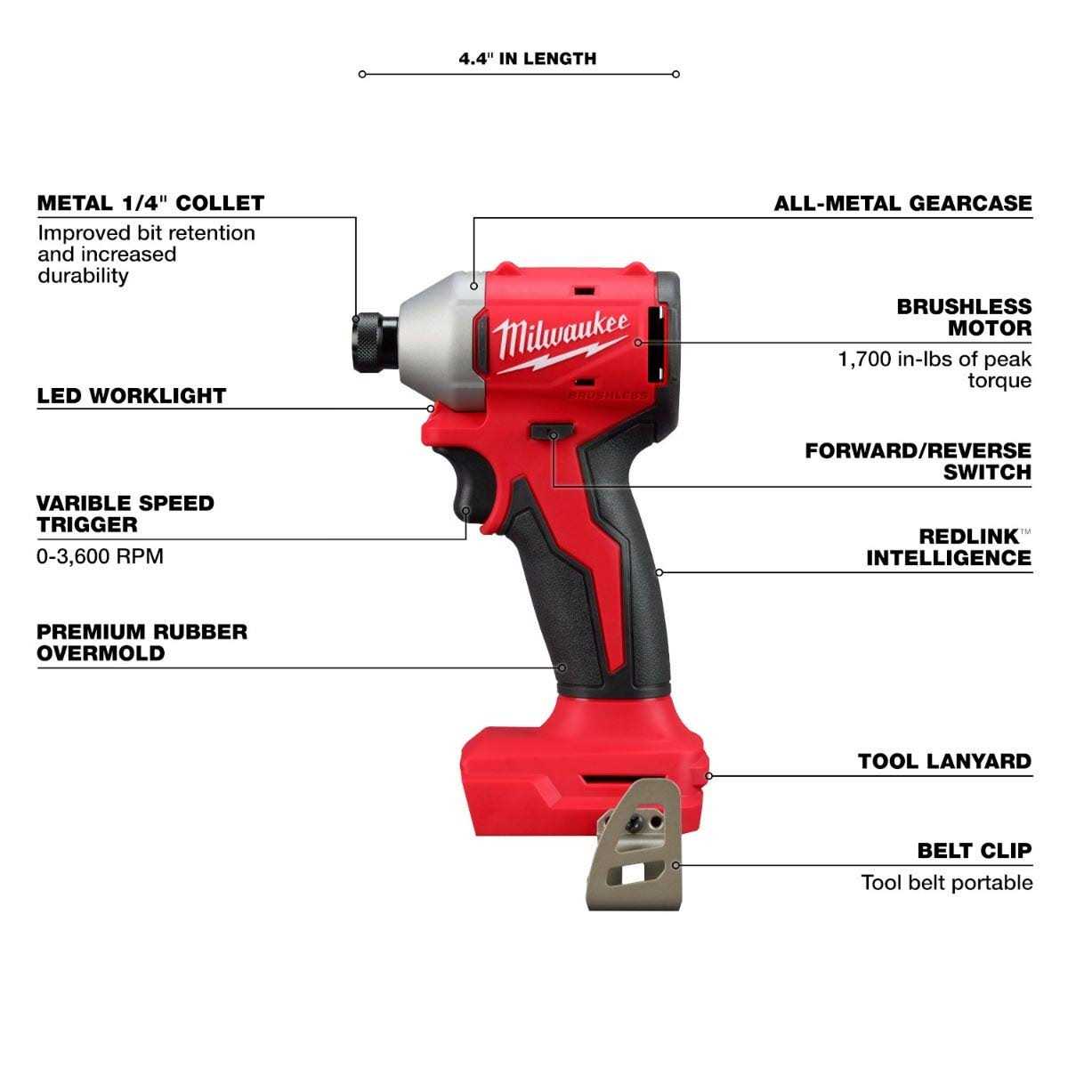 Milwaukee M18 Compact Brushless 1/4 Hex Impact Driver Kit - Cheap Fitting