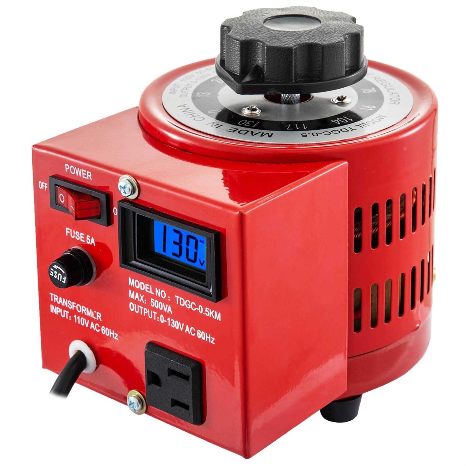 VEVOR Variable Transformer 500VA AC Voltage Digital Display 0-130V 110V AC 60 Hz BYQ1X0.5KWYJRMK01V1 - Cheap Fitting