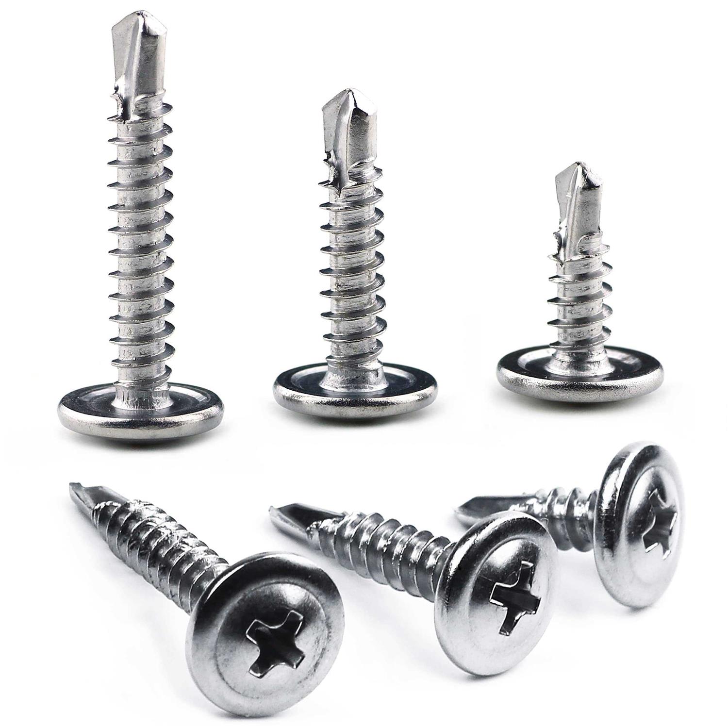 Jetovo 150 Pack 410 Stainless Steel Wafer Head Phillips Self Drilling Screws Sheet Metal Tek Screws Assortment Kit - Cheap Fitting