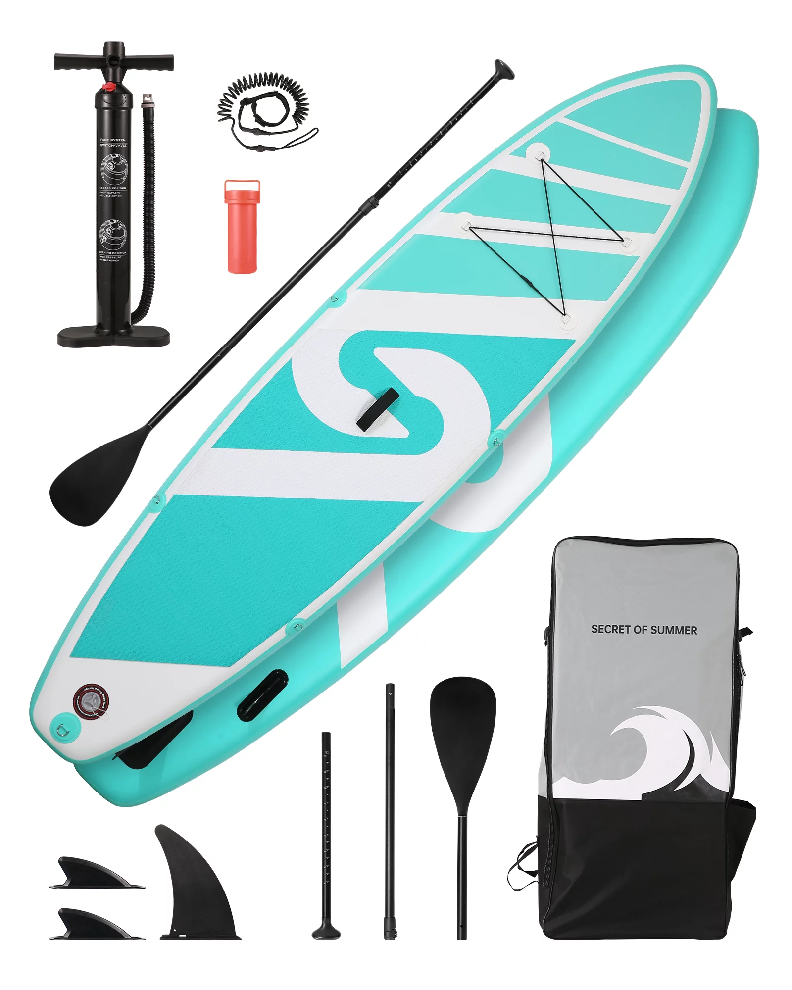 Marnur Inflatable Paddle Board Stand up Paddle Board 10' SUP 6 in.Thick Board Carry Bag & Fast Pumping Green - Cheap Fitting