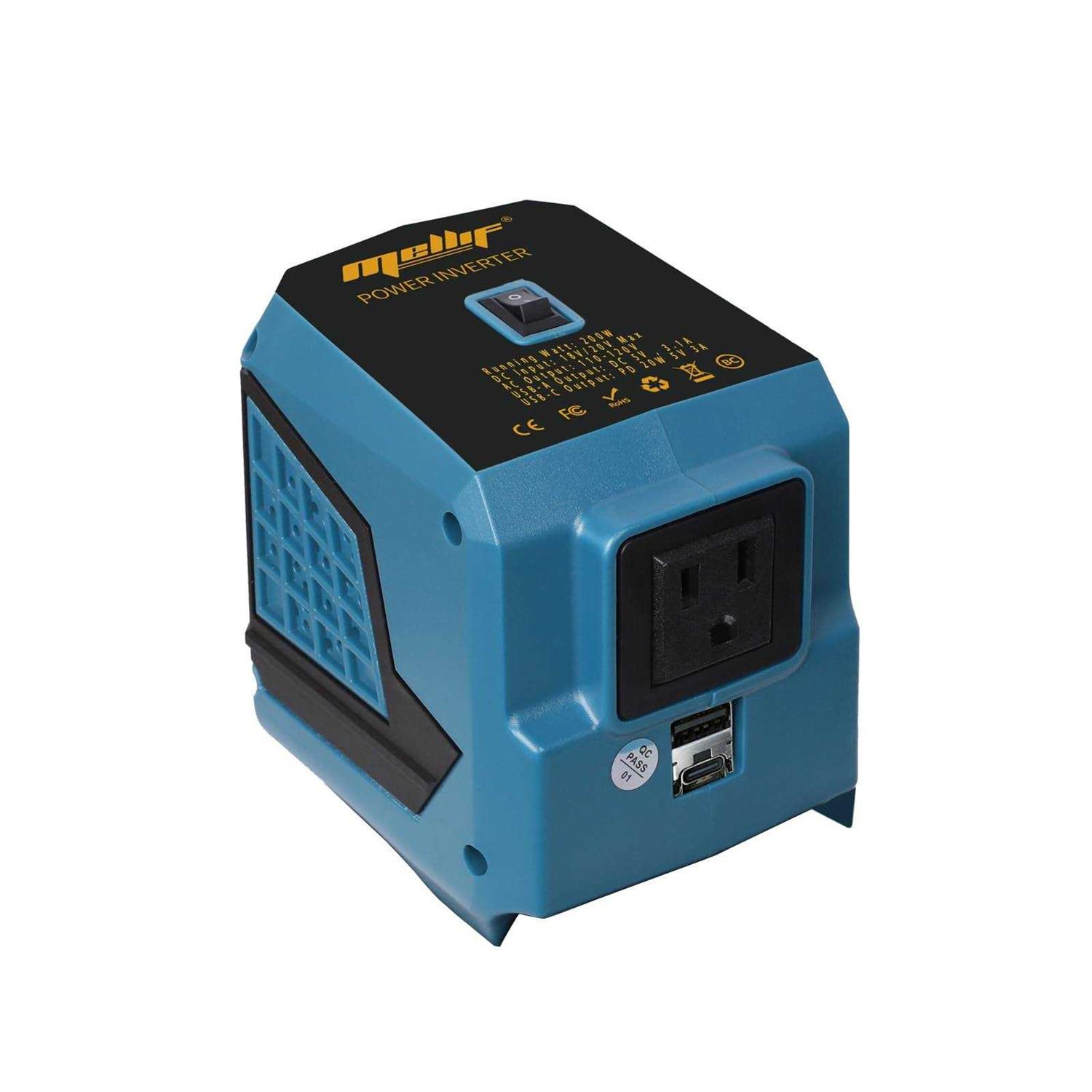 200W Power Inverter for Makita 18V Battery Portable Power Station w/AC Outlet USB-A Type-C Ports LED Light Outdoor Generator - Cheap Fitting