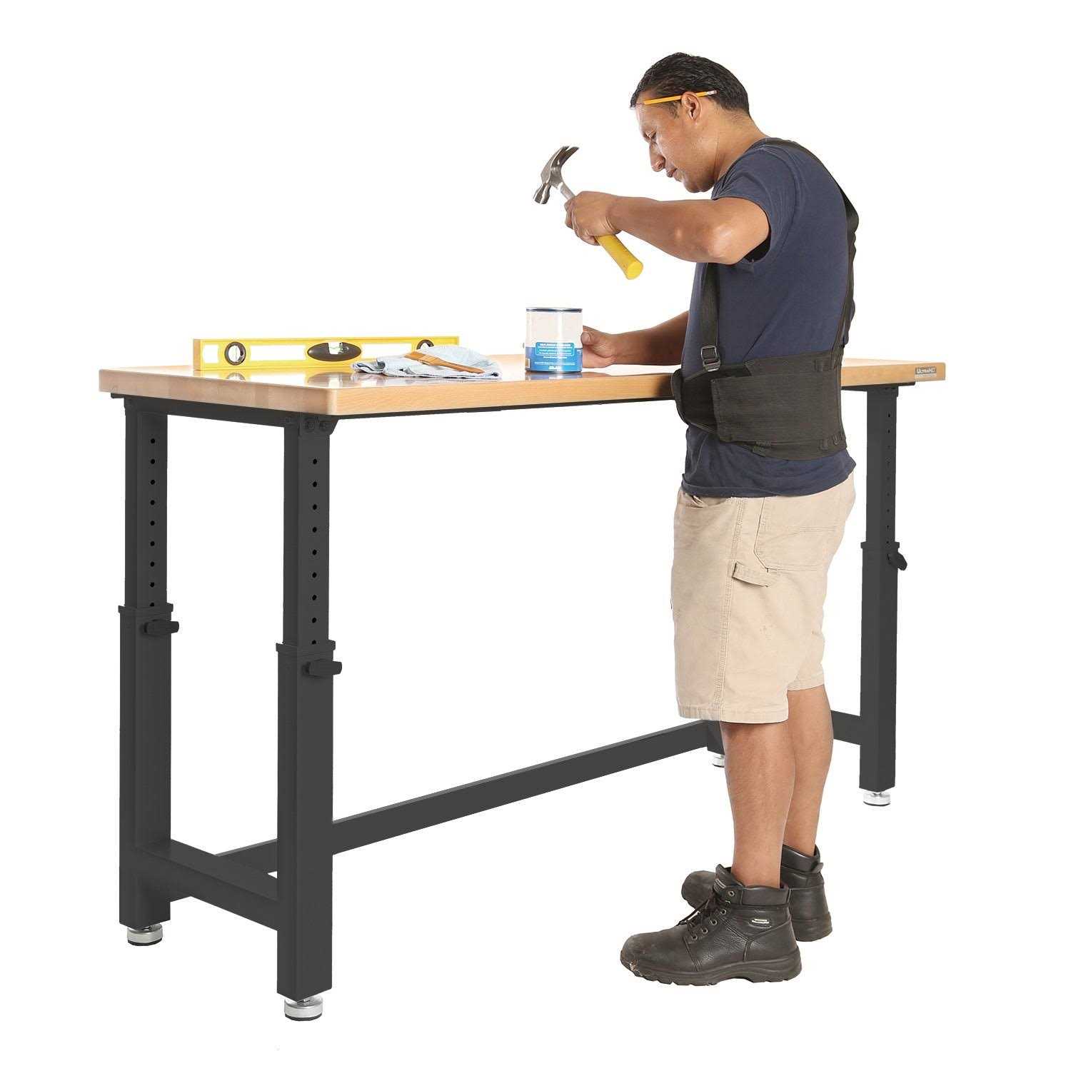 Seville Classics UltraHD Heavy Duty Commercial Height Adjustable Workbench w/Solid Wood Top - Cheap Fitting