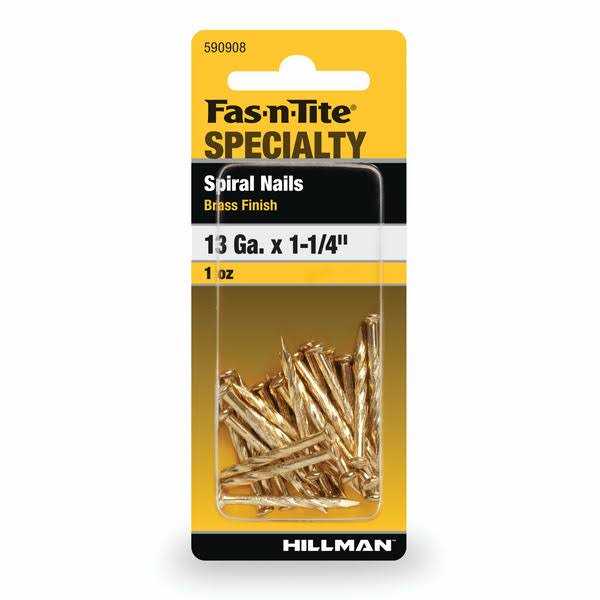Hillman Fas-n-tite Spiral Nails 13 x 1.25 inch Brass Finish - Cheap Fitting