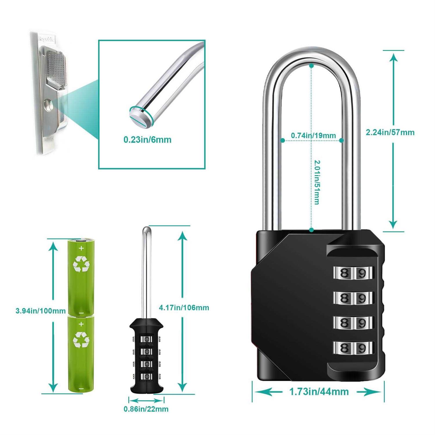 ZHEGE Combination Lock 4 Digit Outdoor Padlock for School Gym Locker - Cheap Fitting