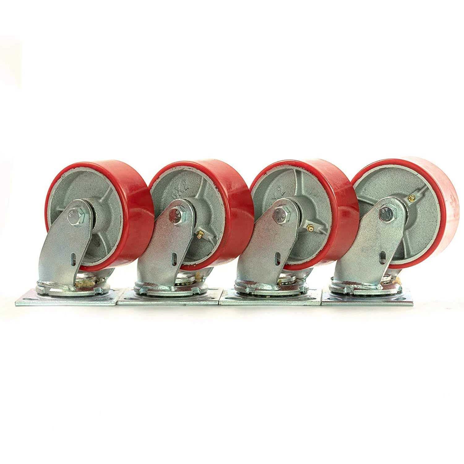 5 X 2 Swivel Casters Heavy Duty Polyurethane Wheel on Steel Hub Supp - Cheap Fitting