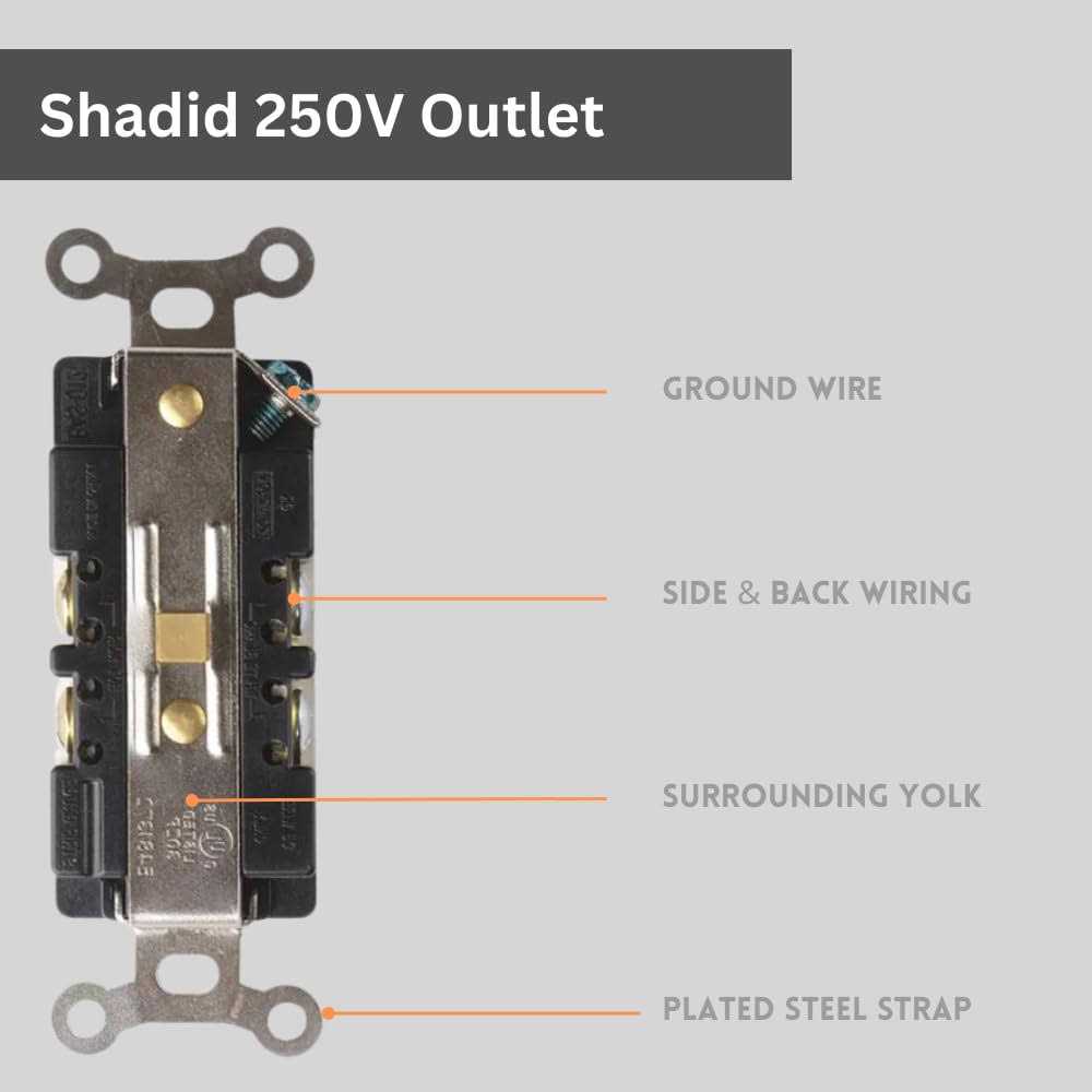 SHADID 220V / 240V / 250V Single Wall Outlet Nema 6-20R Receptacle - Cheap Fitting