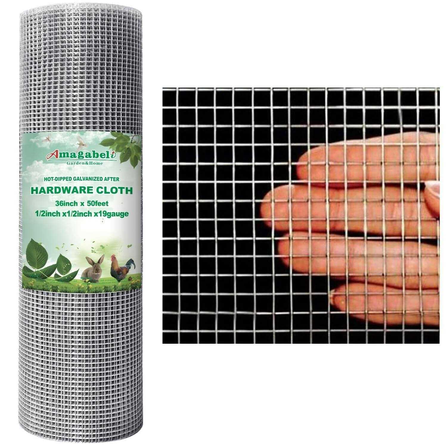 AMAGABELI GARDEN & HOME Hardware Cloth 1/2 inch 36inx50ft 19Gauge Galvanized After Welded Cage Mesh Roll Square Chicken Wire Netting Rabbit Fence - Cheap Fitting
