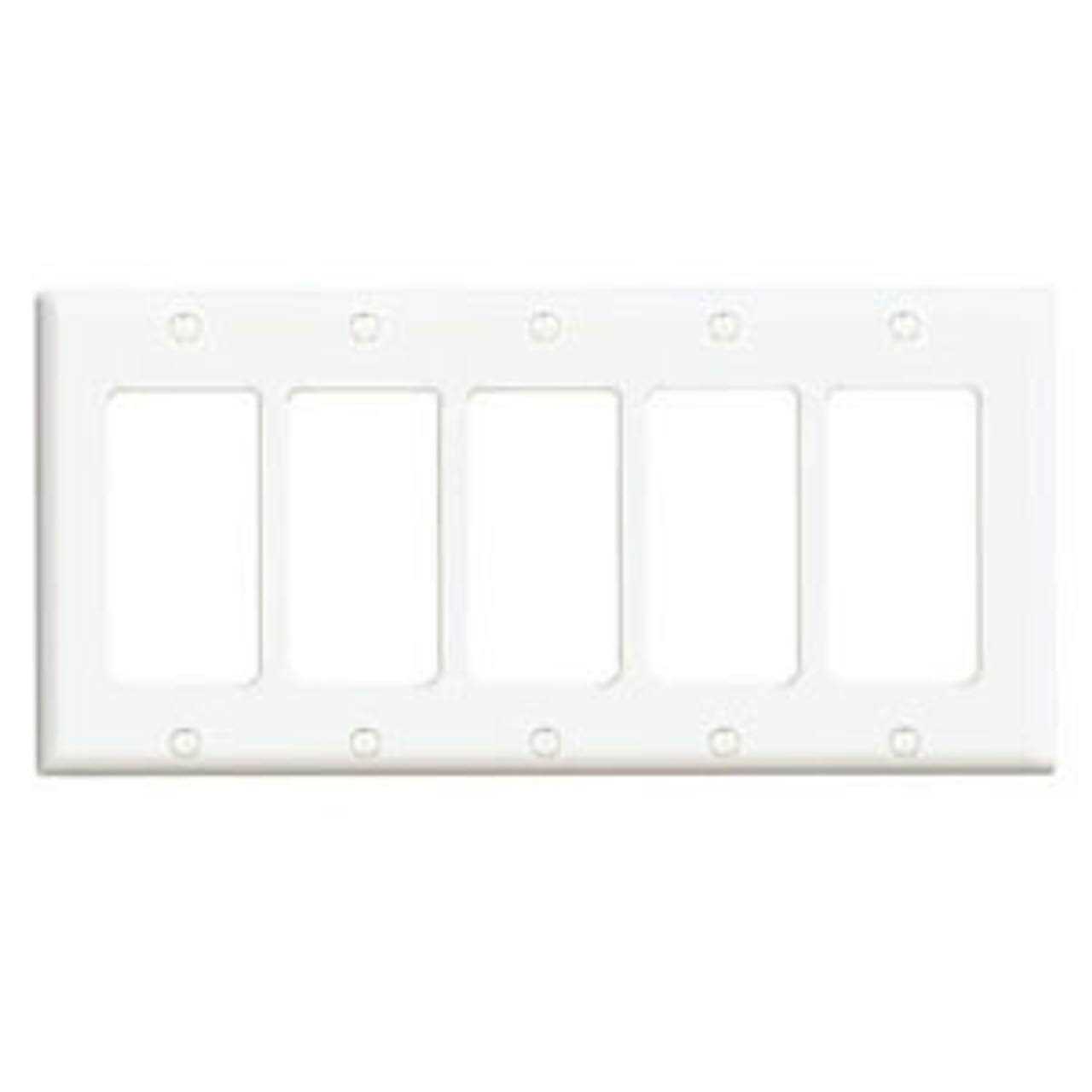 Leviton 80423-W Decora 5-Gang Wallplate - Cheap Fitting