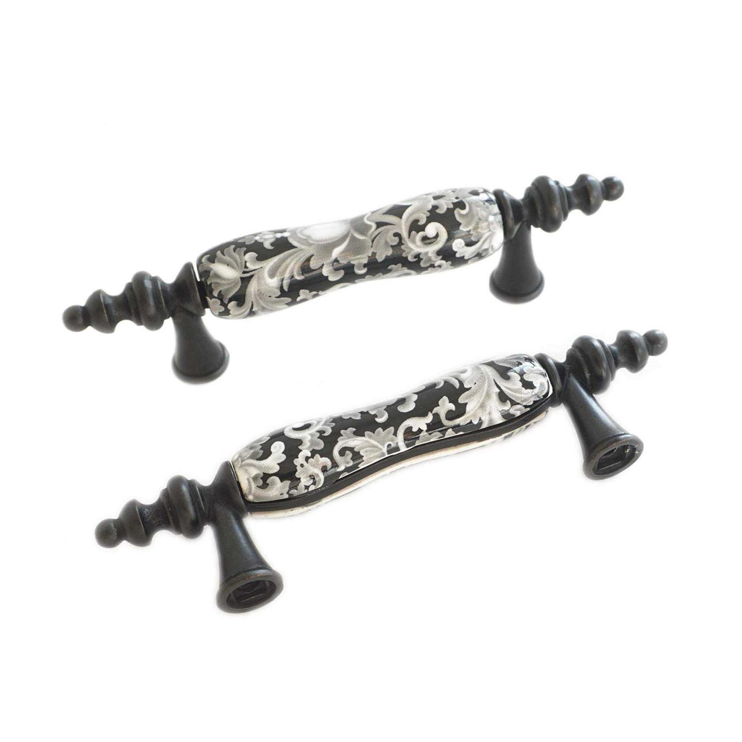 LBFEEL 3.0 ceramic drawer pulls handle black white dresser knob for kitchen cabinet door furniture Hardware 76mm - Cheap Fitting