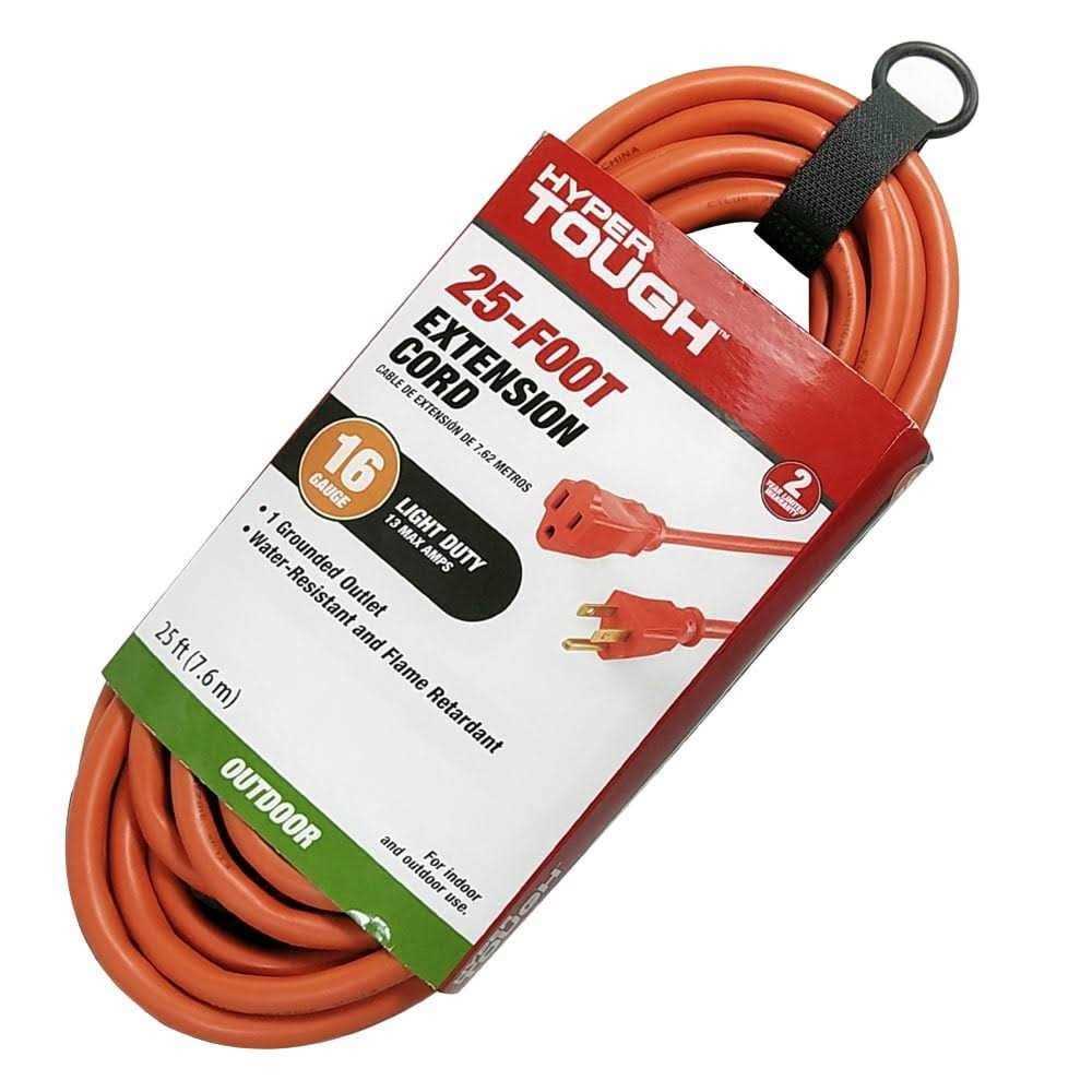 Hyper Tough 25ft 16AWG 3 Prong Orange Single Outlet Outdoor Extension Cord - Cheap Fitting