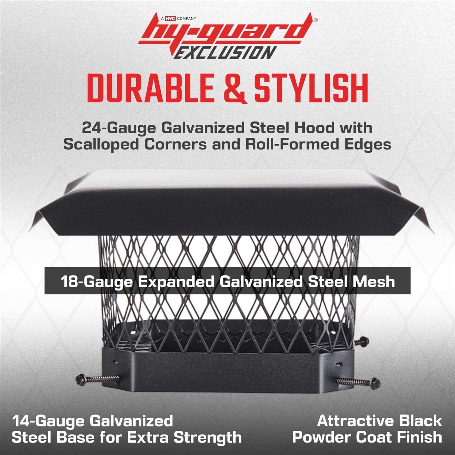 HY-Guard Galvanized Steel Chimney Cover HY-C Black Chimney Cap Single Bolt-On Chimney Fireplace Cover - Cheap Fitting