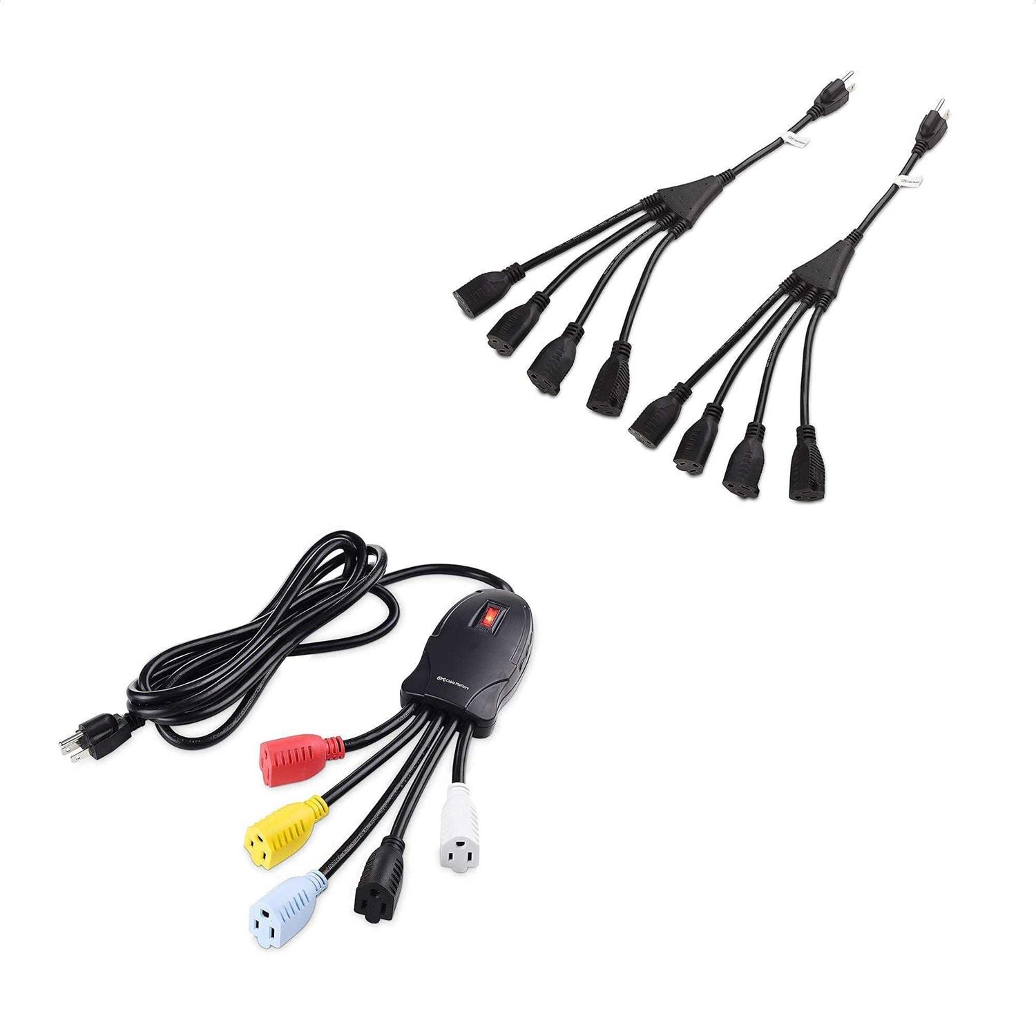 Cable Matters 2-Pack 4 Outlet Power Splitter Cord Power Cord Splitter 1.5 Feet - Cheap Fitting