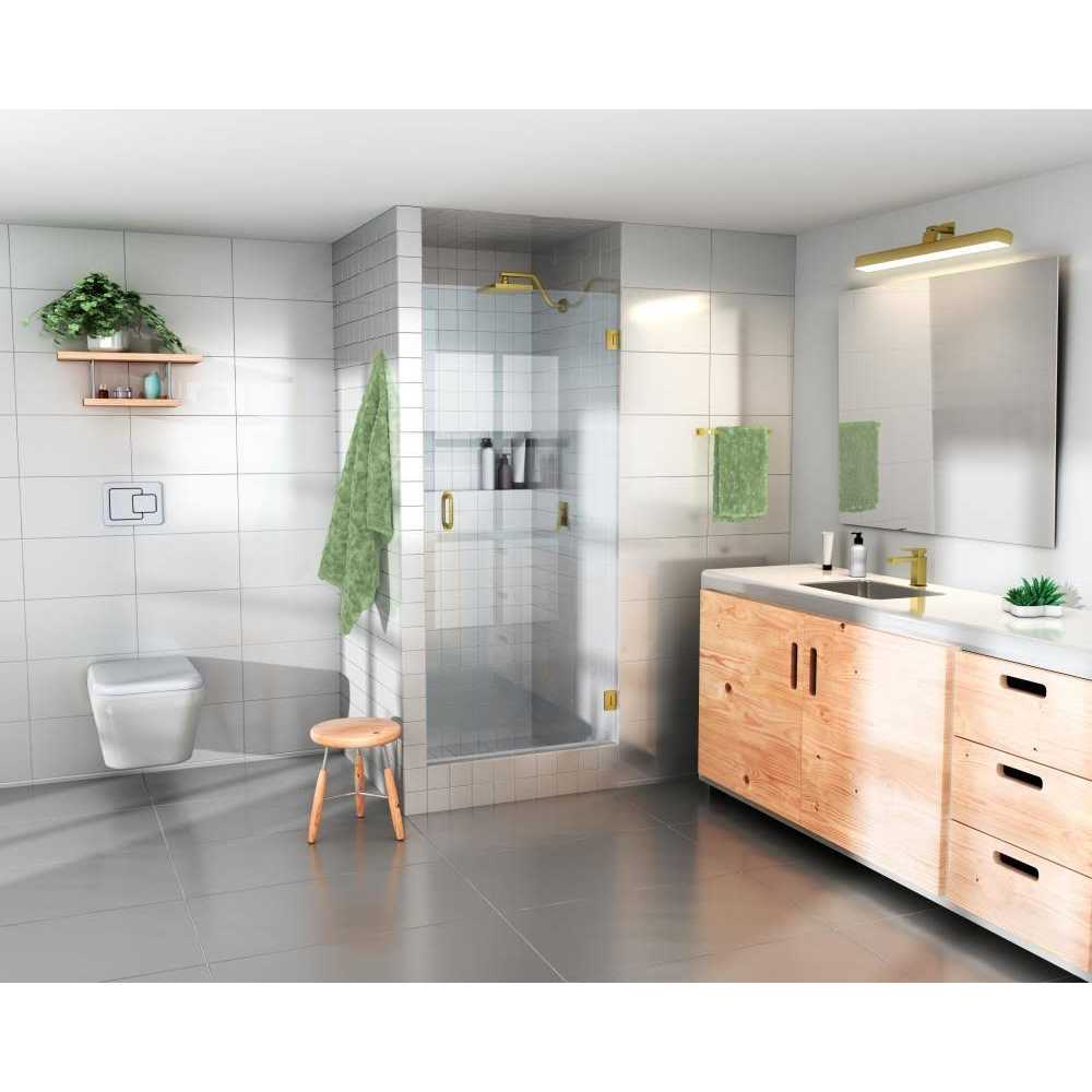 Glass Warehouse 24.5 in. W x 78 in. H Pivot/Hinged Frameless Shower Door in Satin Brass GW-DO-24-5-SB - Cheap Fitting