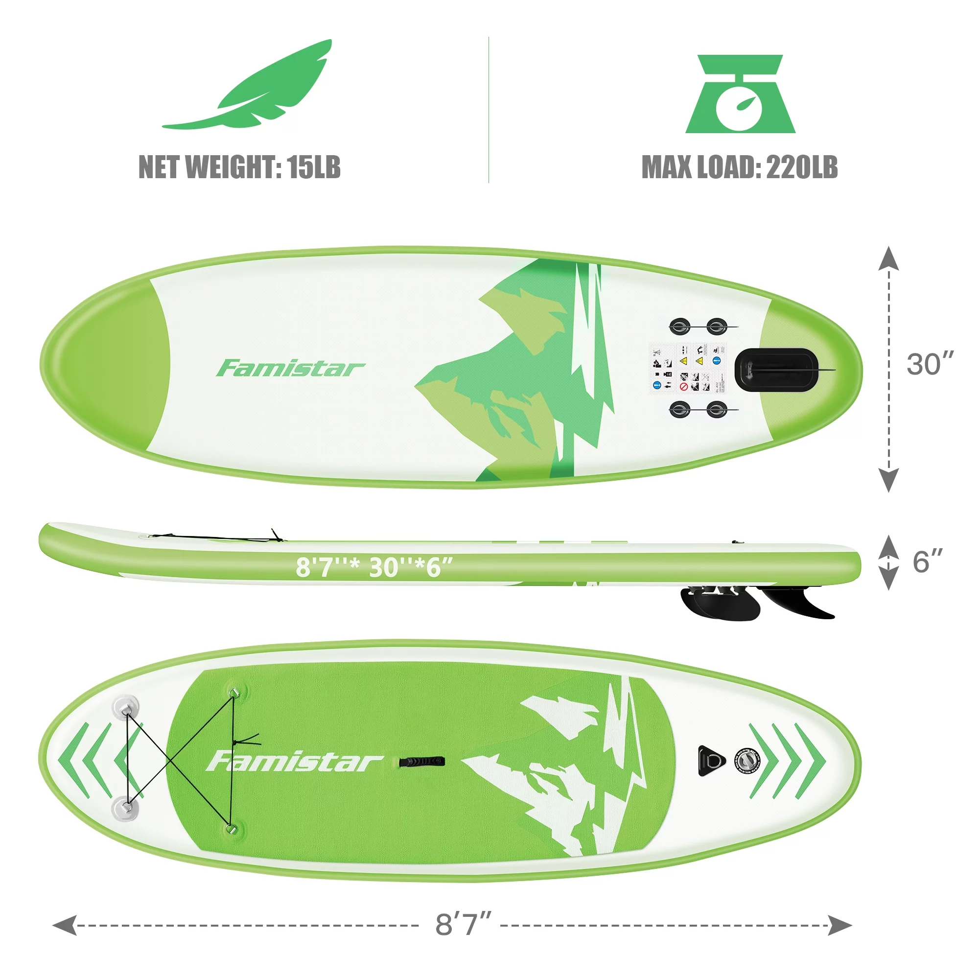 Famistar 10' Inflatable Stand Up Paddle Board 6