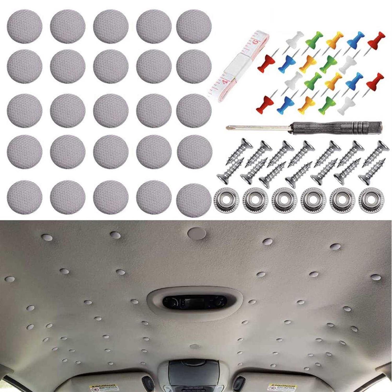 Niteguy 70pcs Car Roof Headliner Repair Button, Auto Roof Snap Rivets Retainer Design for Car Roof Flannelette Fixed,with Installation Tool and Fit - Cheap Fitting