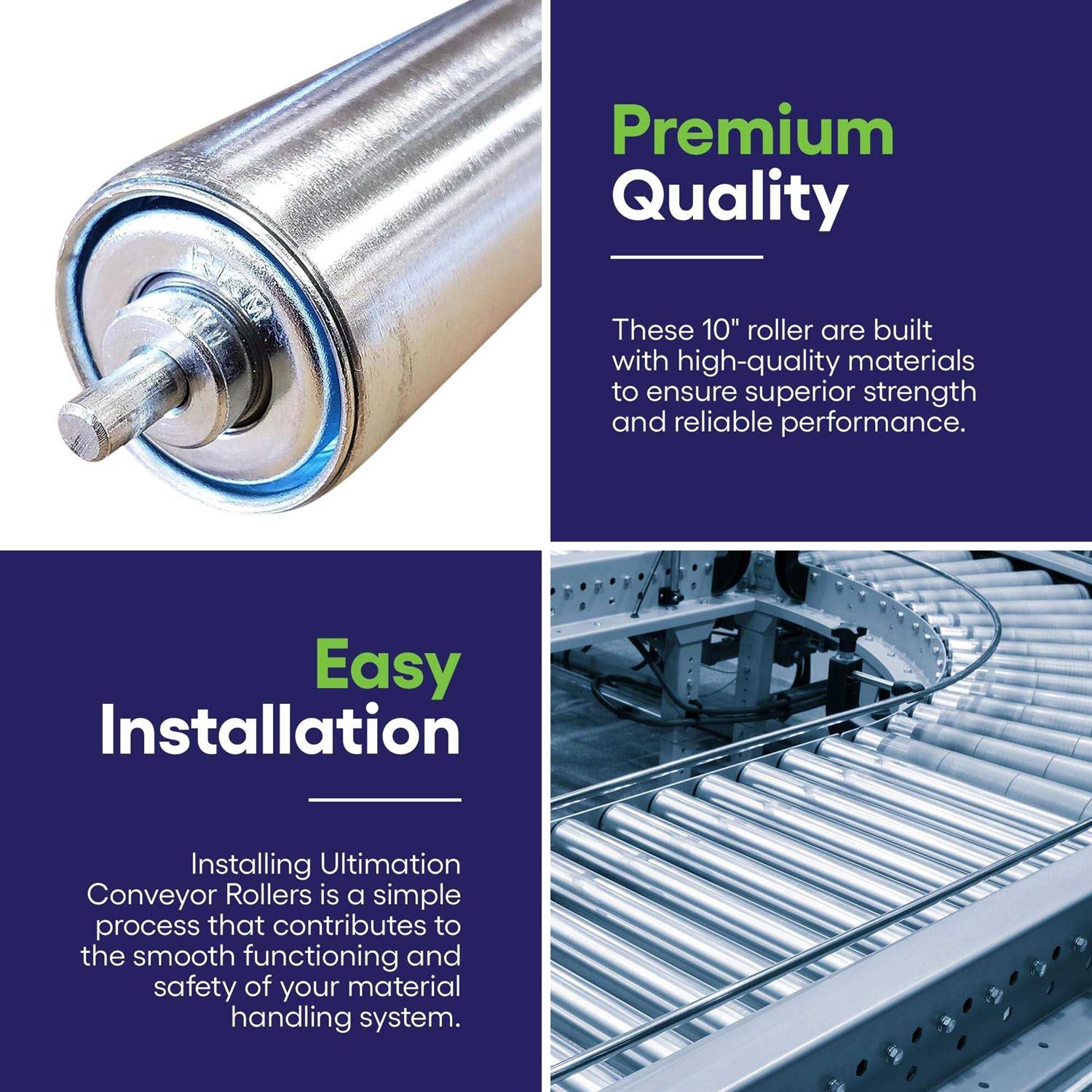 Ultimation Conveyor Rollers Galvanized Steel Replacement 1.5 Diameter Between Frame,18 Ga - Cheap Fitting