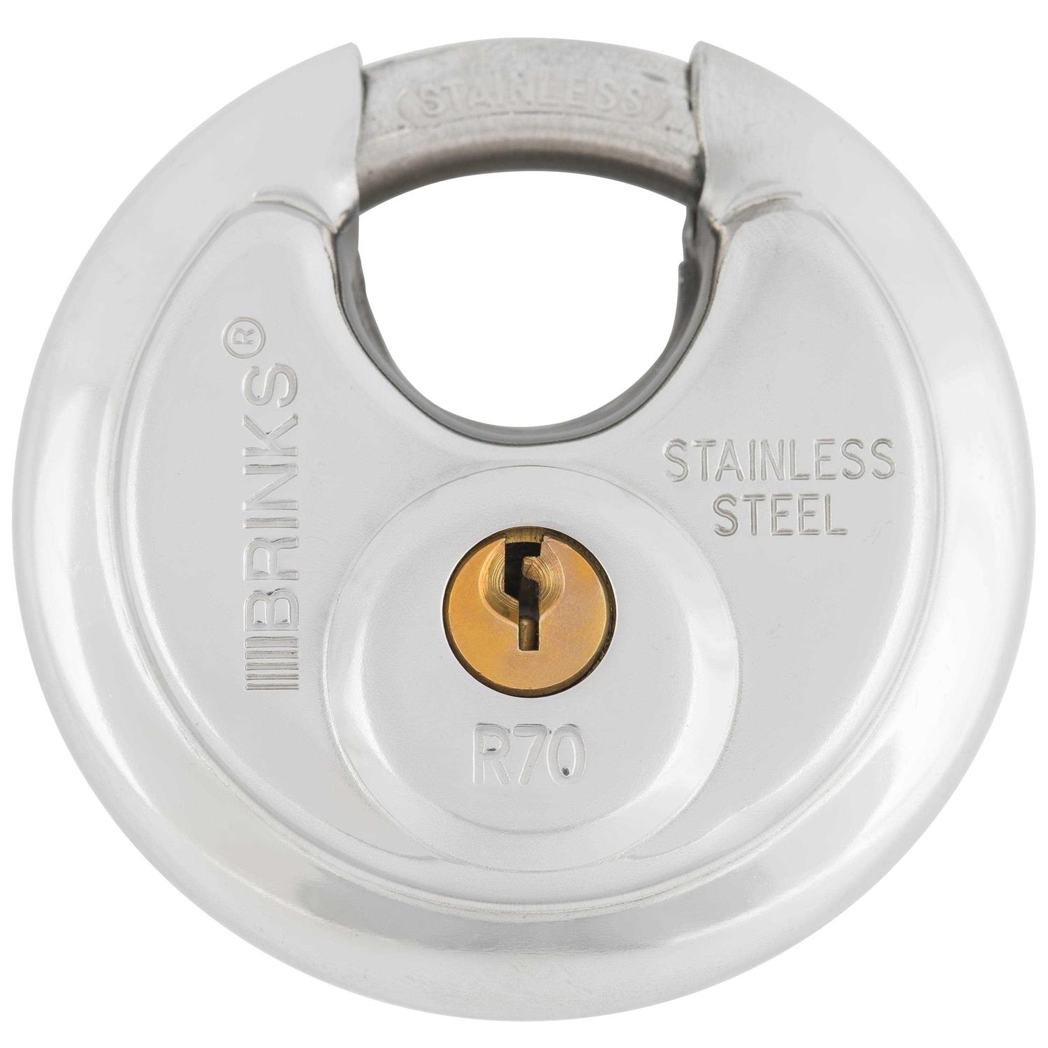 Brinks Commercial Stainless Steel 70mm Keyed Discus Padlock with 5/8in Shackle Clearance - Cheap Fitting