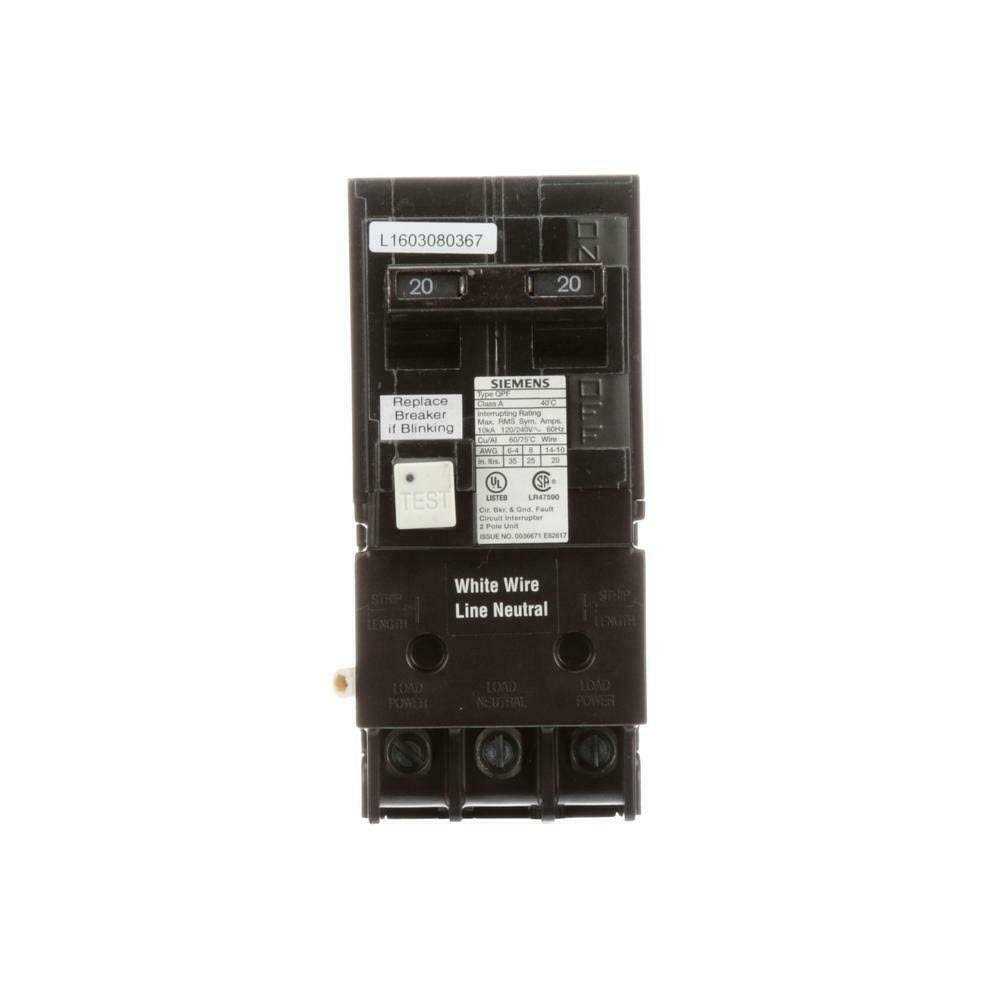 Siemens 20-Amp 2-Pole GFCI Circuit Breaker - Cheap Fitting