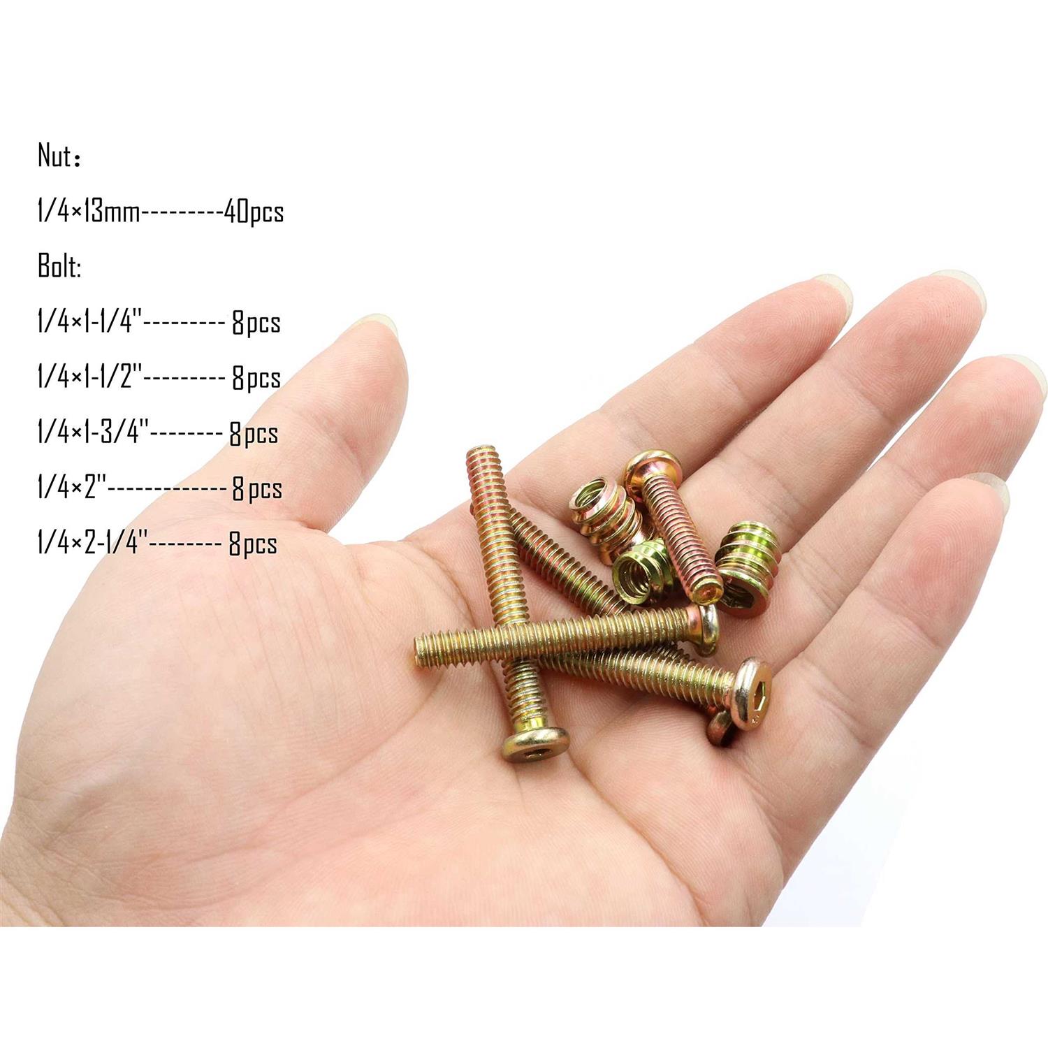 LBY 40 Sets 1/4×13mm Threaded Inserts Nuts and Bolt Assortment kit - Cheap Fitting