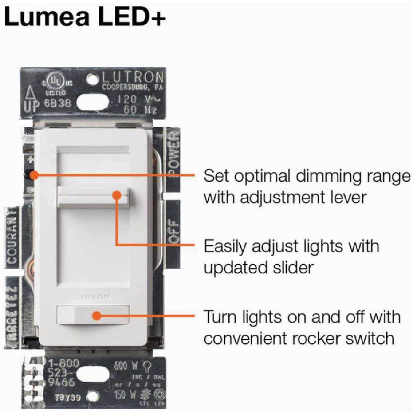 Lutron LECL-153PH-WH Lumea Dimmer Switch - Cheap Fitting