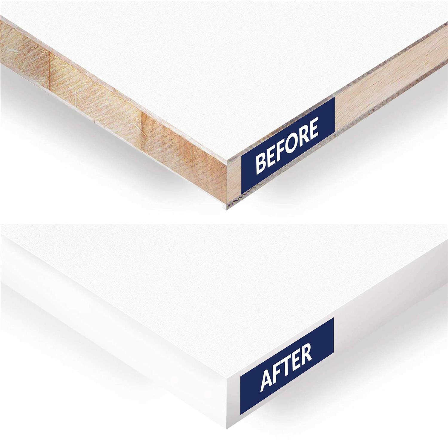 UNMAR White Melamine Edge Banding Tape Easy Application Iron-On Edging for Cabinet Repairs - Cheap Fitting