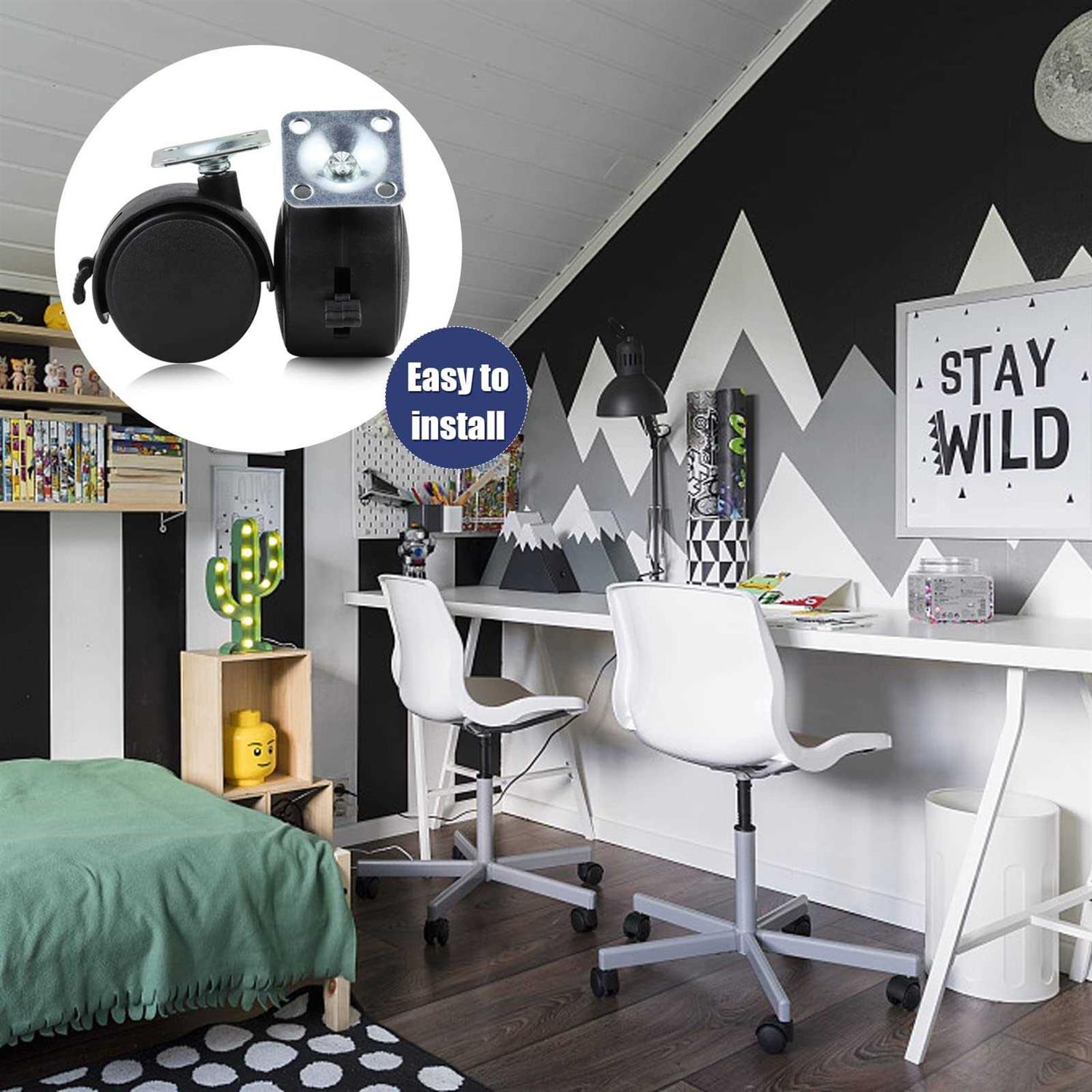 Kuqqi 2 Inch Swivel Stem Caster Wheel With Locking Brakes Plastic Repl - Cheap Fitting