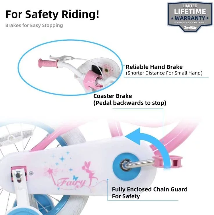 JOYSTAR Fairy Girls Bike for Toddlers and Kids Ages 5-9 Years Old Kids, 18 inch Wheels .Training Wheels Included,Pink - Cheap Fitting