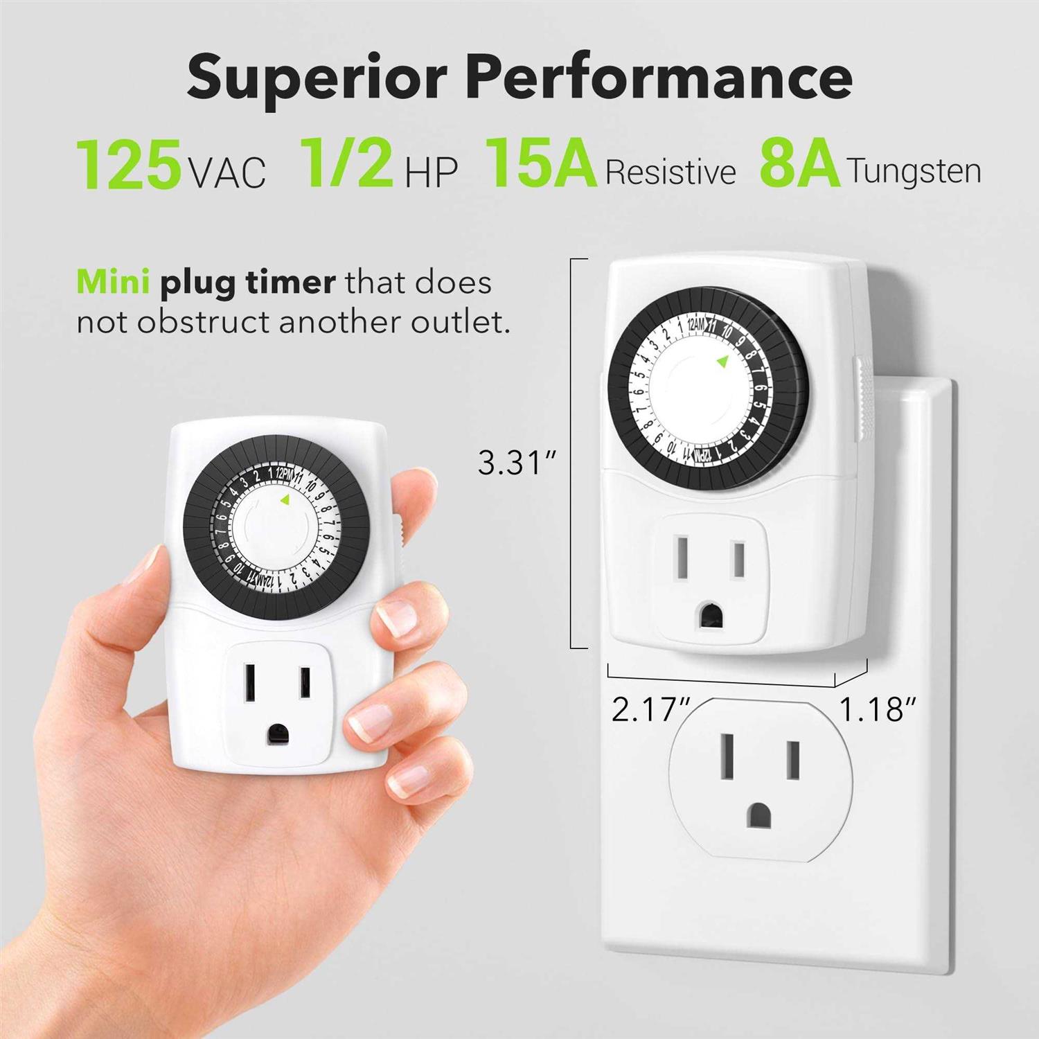 Bn-link BND-60/U47 Indoor Mini 24-Hour Mechanical Outlet Timer - Cheap Fitting