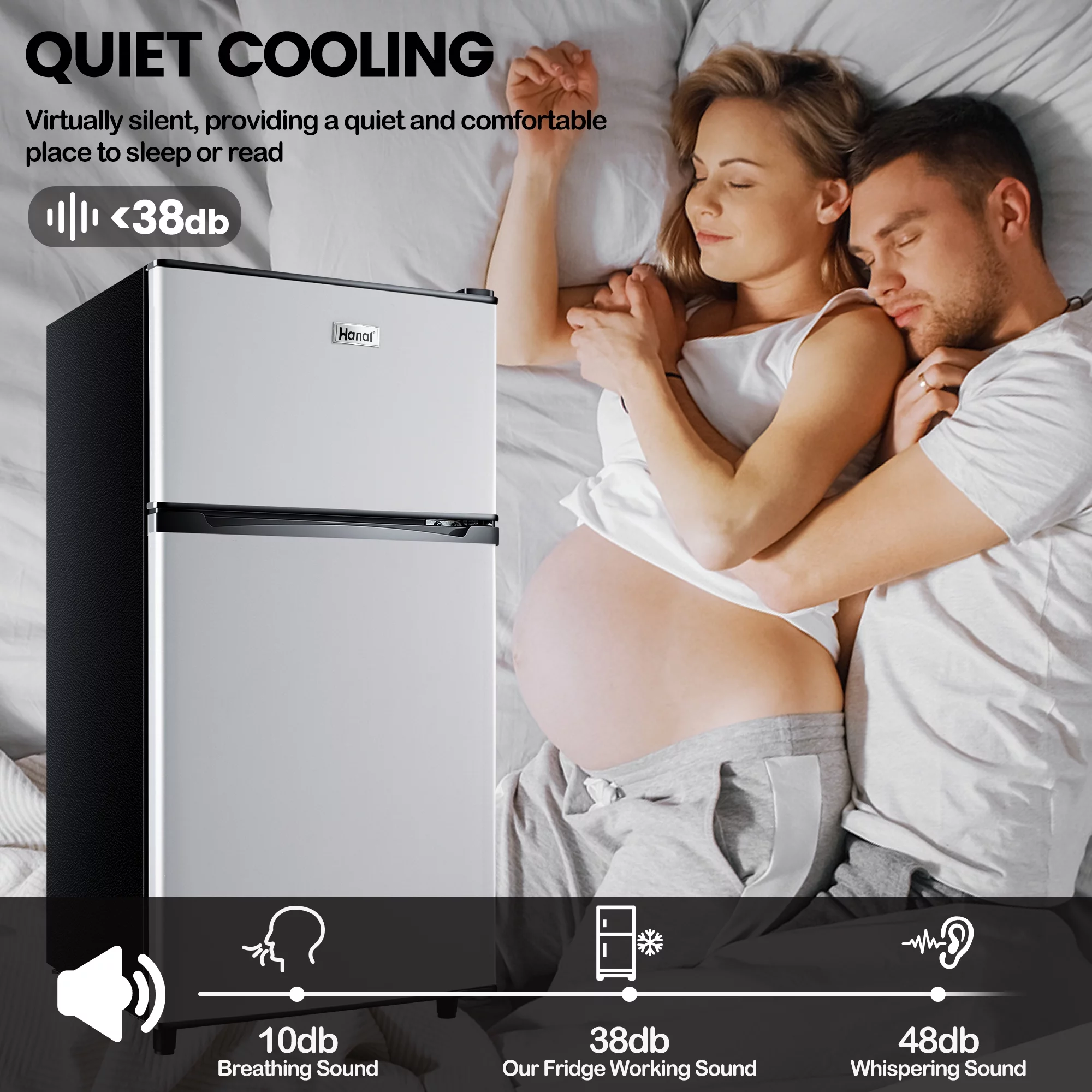 WANAI 3.5 Cu ft Two Door Mini Fridge with Freezer, Black - Cheap Fitting