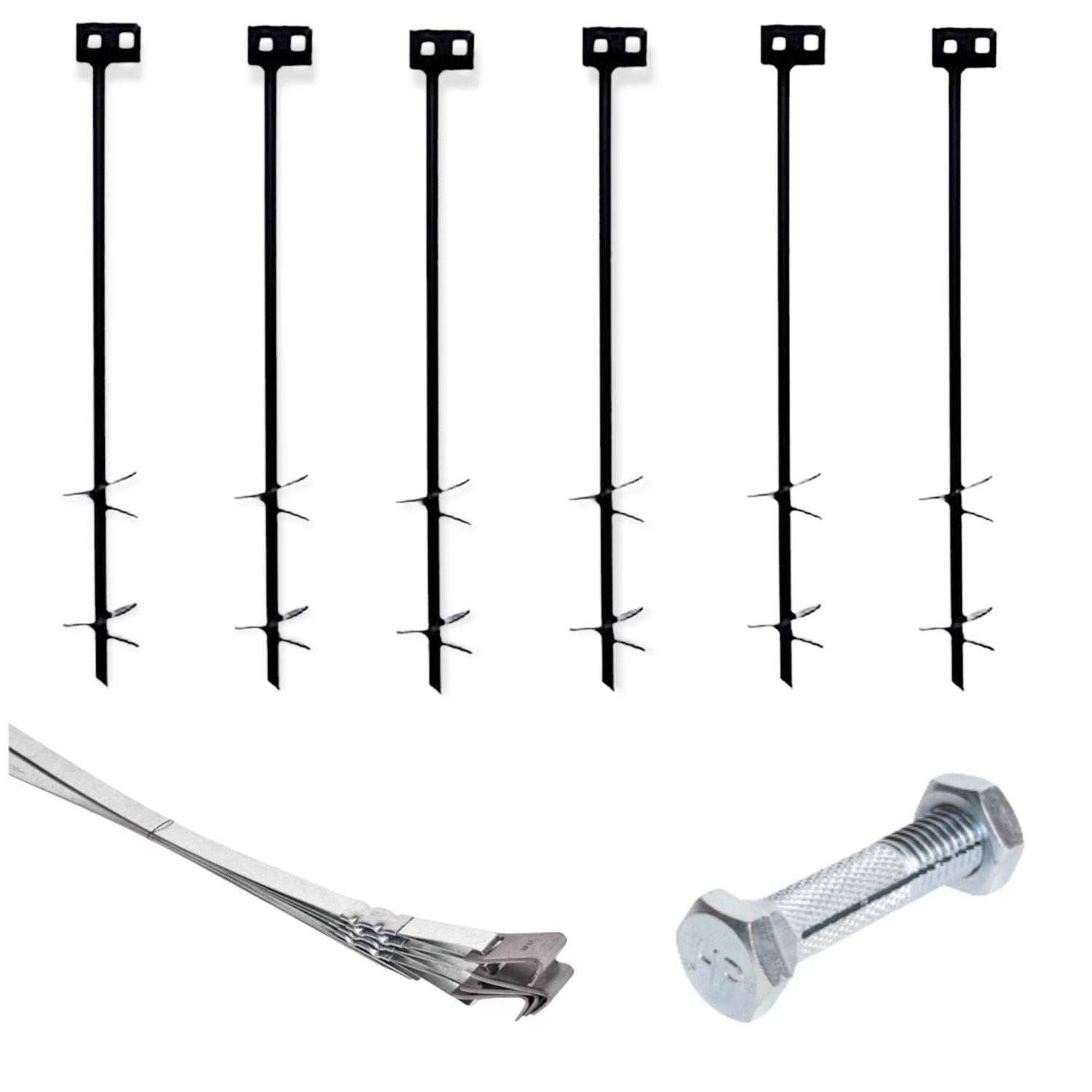 Mobile Home Part Set of 6 Auger Anchors 8 Tie Down Strap & Bolts - Cheap Fitting