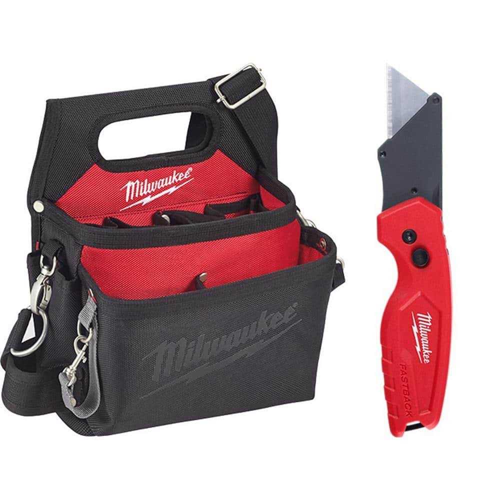 Milwaukee 15-Pocket Electricians Tool Holder with Quick Adjust Belt and FASTBACK Compact Utility Knife - Cheap Fitting