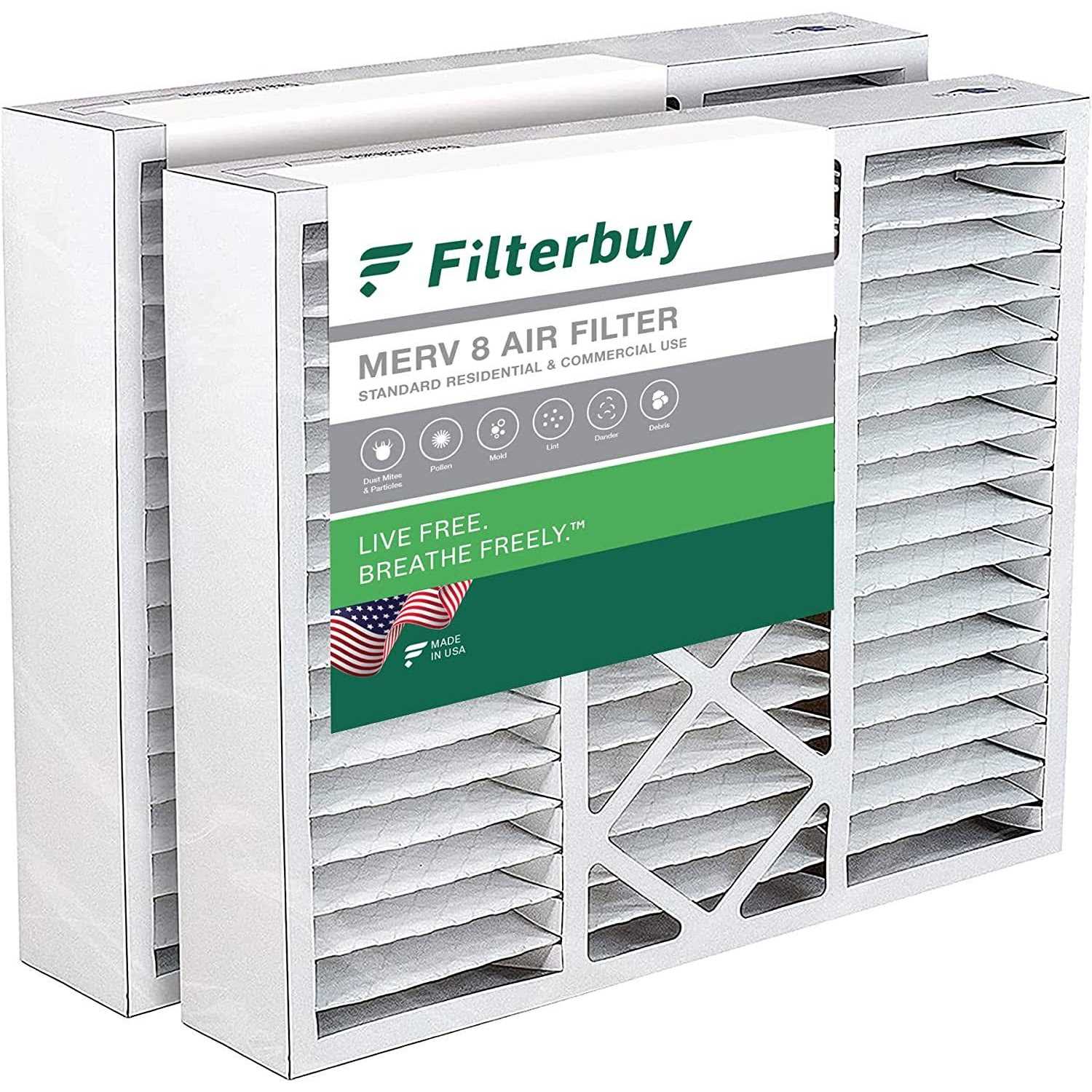 Filterbuy 20x25x5 Air Filter MERV 8 Pleated HVAC AC Furnace Filters Replacement for Honeywell HRF20x25x5M8=CARpk2 - Cheap Fitting