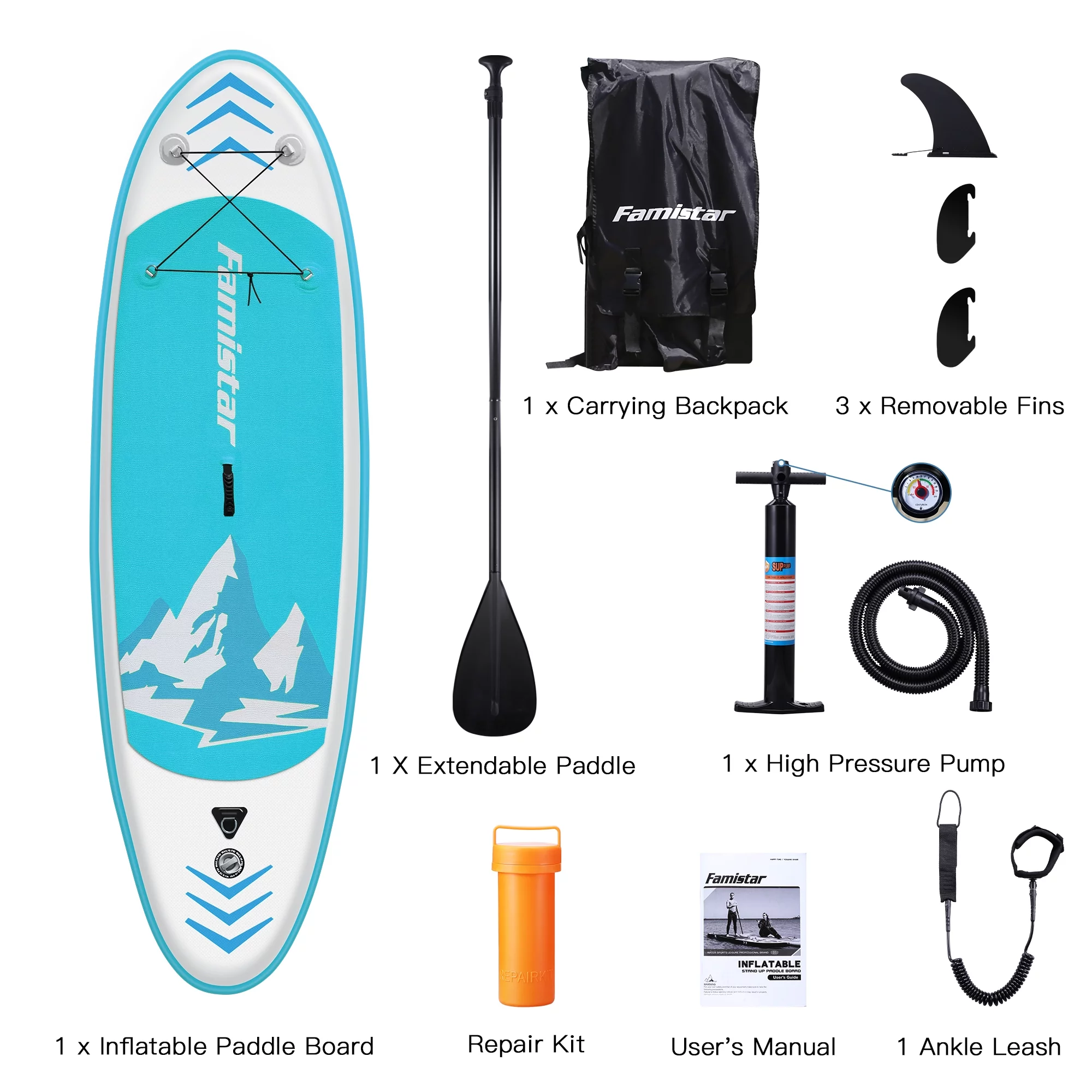 Famistar 10' Inflatable Stand Up Paddle Board 6
