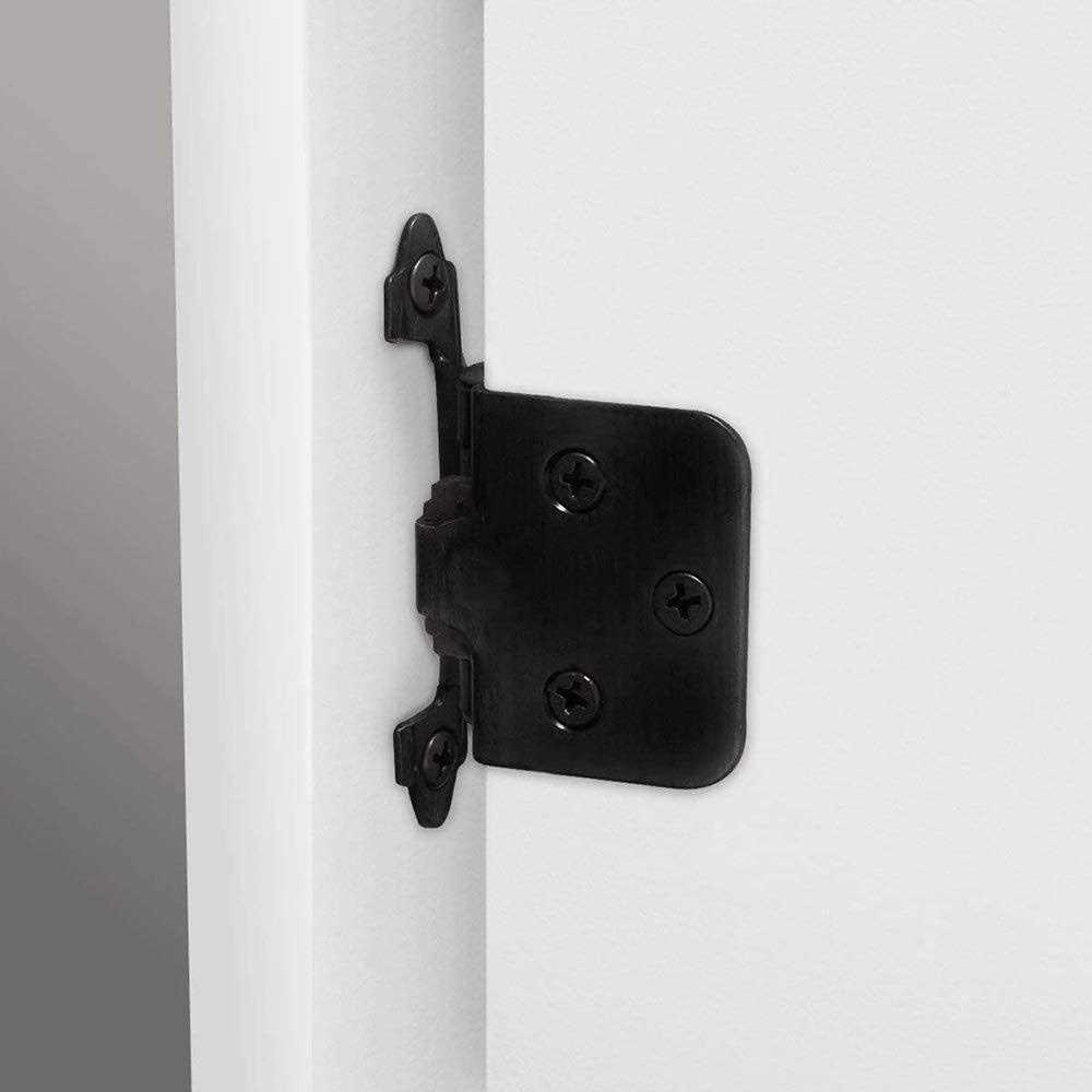 Black Cabinet Hinges 50 Pack 1/2 Inch Overlay Self Closing Flush Mount Hinge for Kitchen Cabinet Door with Screws - Cheap Fitting