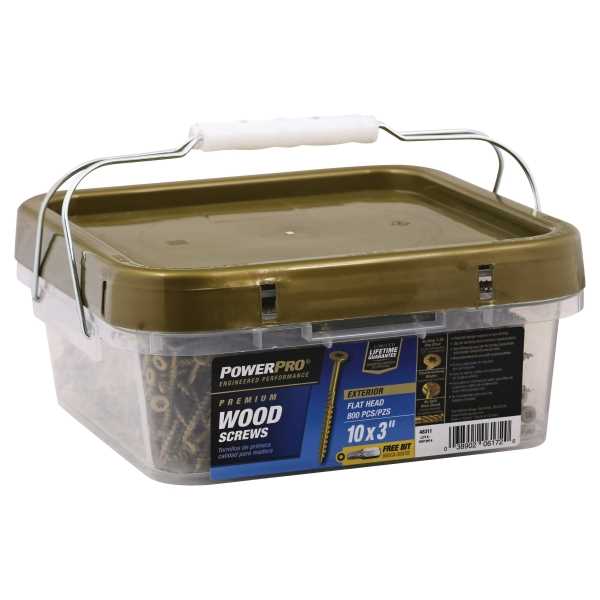 Power Pro #10 x 3-in Epoxy Exterior Wood Screws (800-Per Box) | 48311 - Cheap Fitting