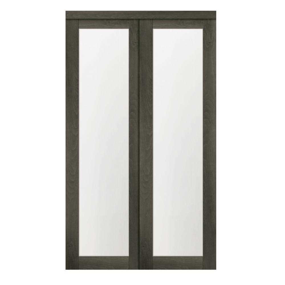 Euro Glass Sliding Closet Doors with Installation Hardware Kit Renin Size: 60 x 80, Finish: Ironage Gray - Cheap Fitting
