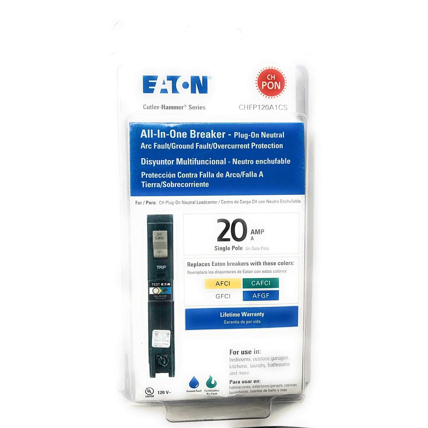 Eaton Other Eaton 20 Amp 1-Pole Dual Function Plug-on Neutral Circuit Breaker - Cheap Fitting