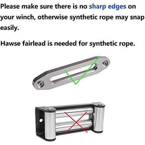 Ucreative 1/4 Inch x 50 Feet Synthetic Winch Rope 10,000LBs Line Cable with Hook and Stopper for ATV UTV - Cheap Fitting