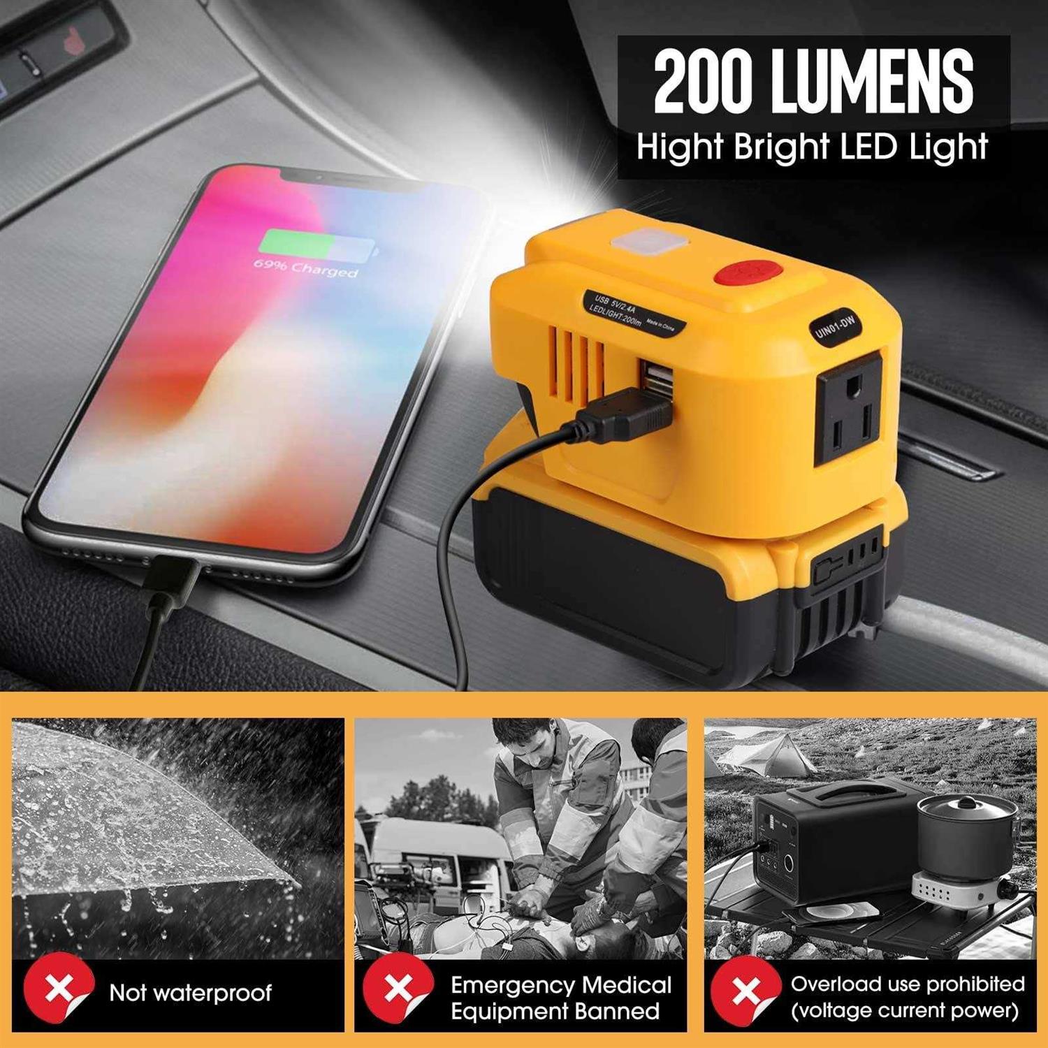 Btrui for Dewat 150W Watt Powered Inverter Generator for Dewat Battery 20v Dc to 110v AC Output - Cheap Fitting