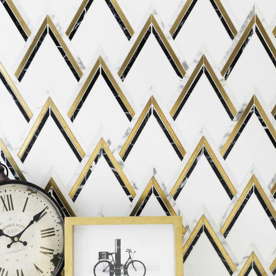Ogee 4.23 x 5.28 Marble Chevron Mosaic Wall Tile Ivy Hill Tile - Cheap Fitting