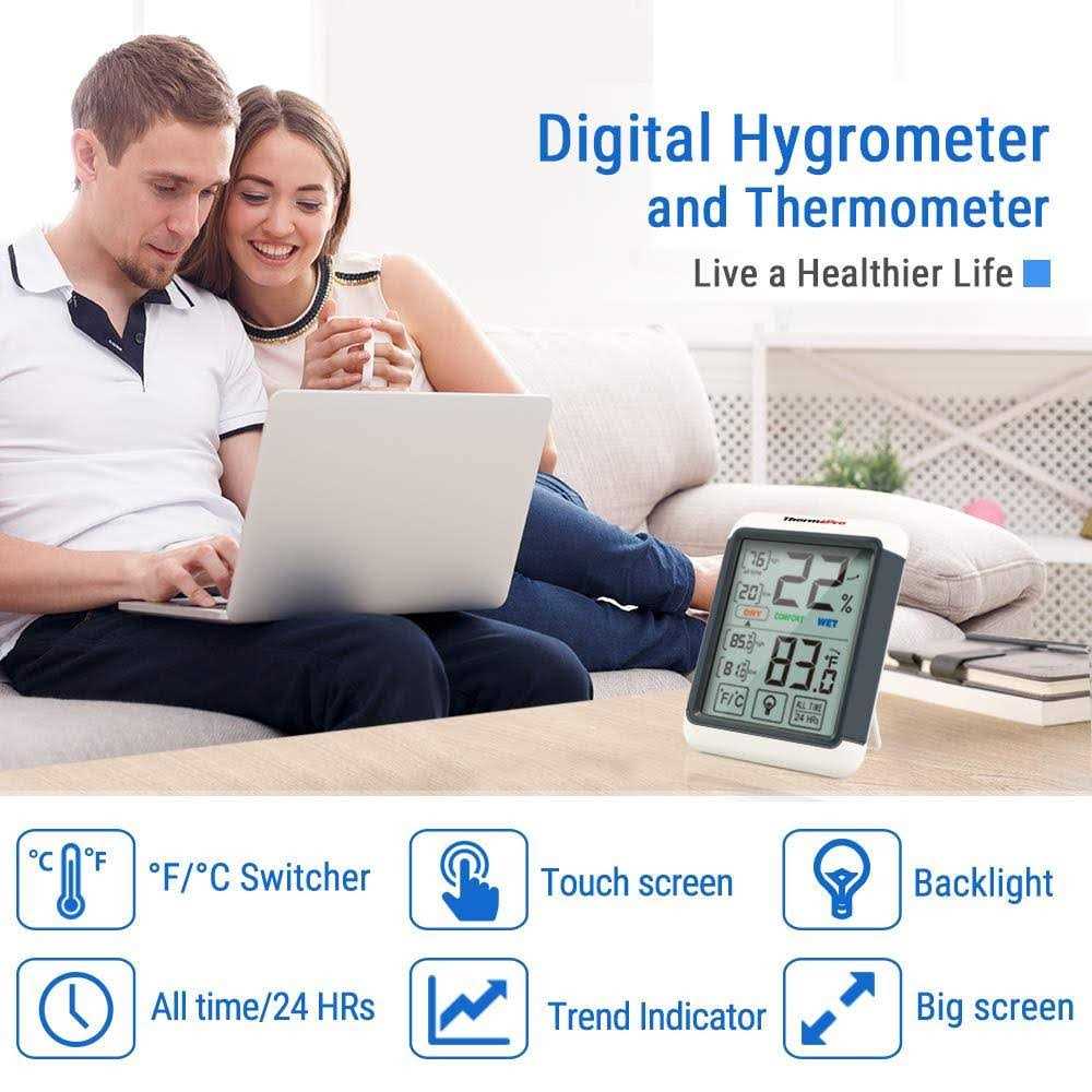 ThermoPro TP55 Digital Hygrometer Indoor Thermometer Humidity Gauge with Jumbo Touchscreen and Backlight Temperature Humidity Monitor - Cheap Fitting
