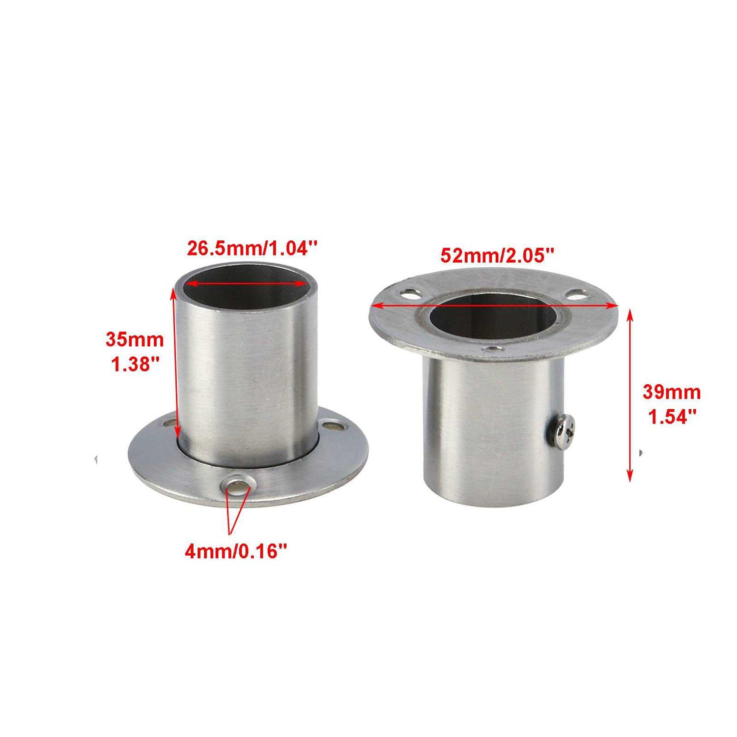 Sydien 4Pcs Stainless Steel Brushed Finish Wardrobe Pipe Bracket - Cheap Fitting