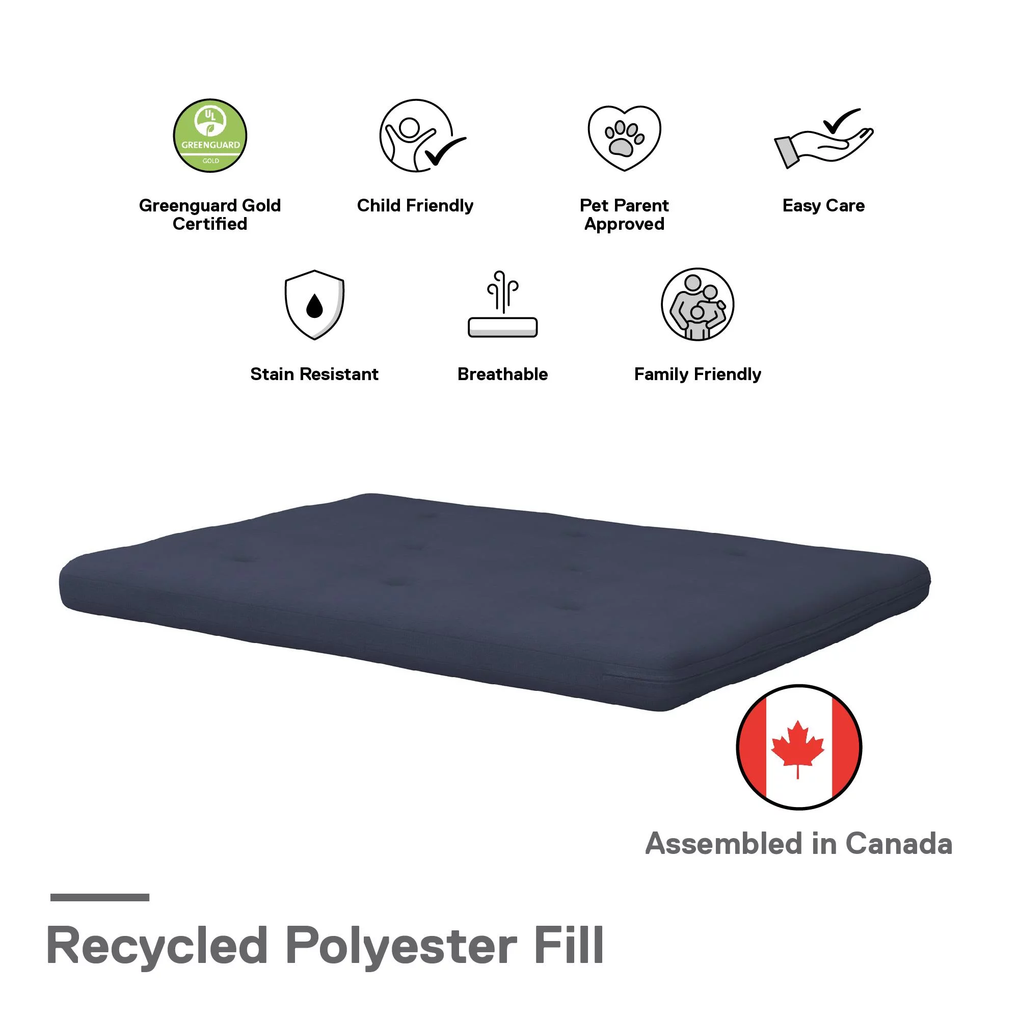 Caddie 6-Inch Futon Mattress with Tufted Cover and Recycled Polyester Fill, Full, Light Gray Linen - Cheap Fitting